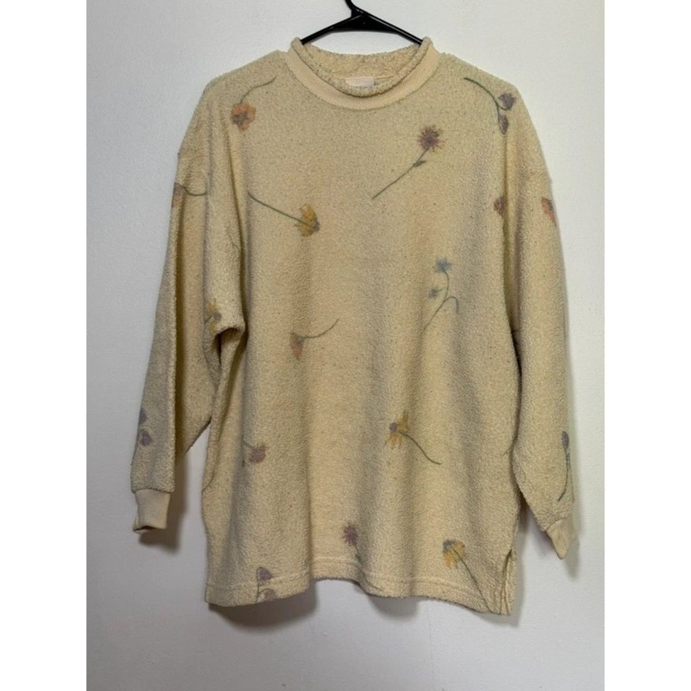 Vintage 90s‎ Artisans Sunschein Designs Embroidered Floral Fleece Made in USA